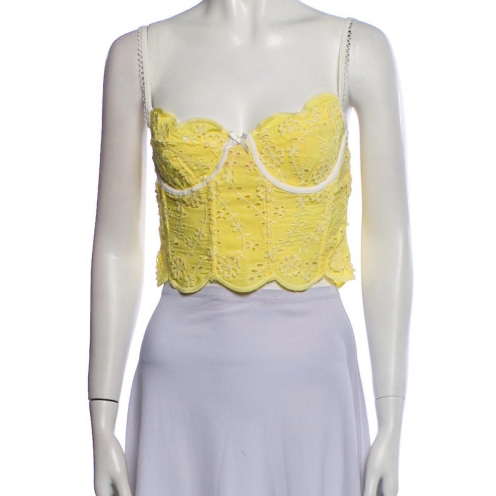 Reformation Yellow Embroidered Crop Top- Rare